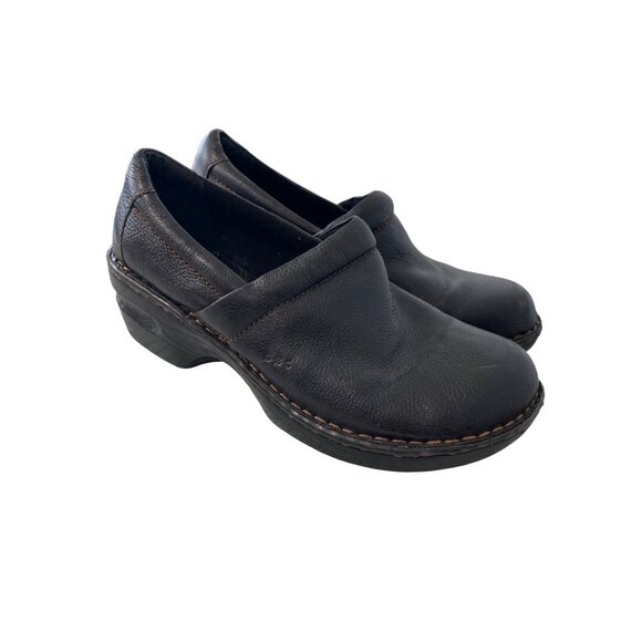 B.O.C Born Concept Clogs Size 8 Black Leather Slip On Comfort Casual Shoes Work - Picture 2 of 9